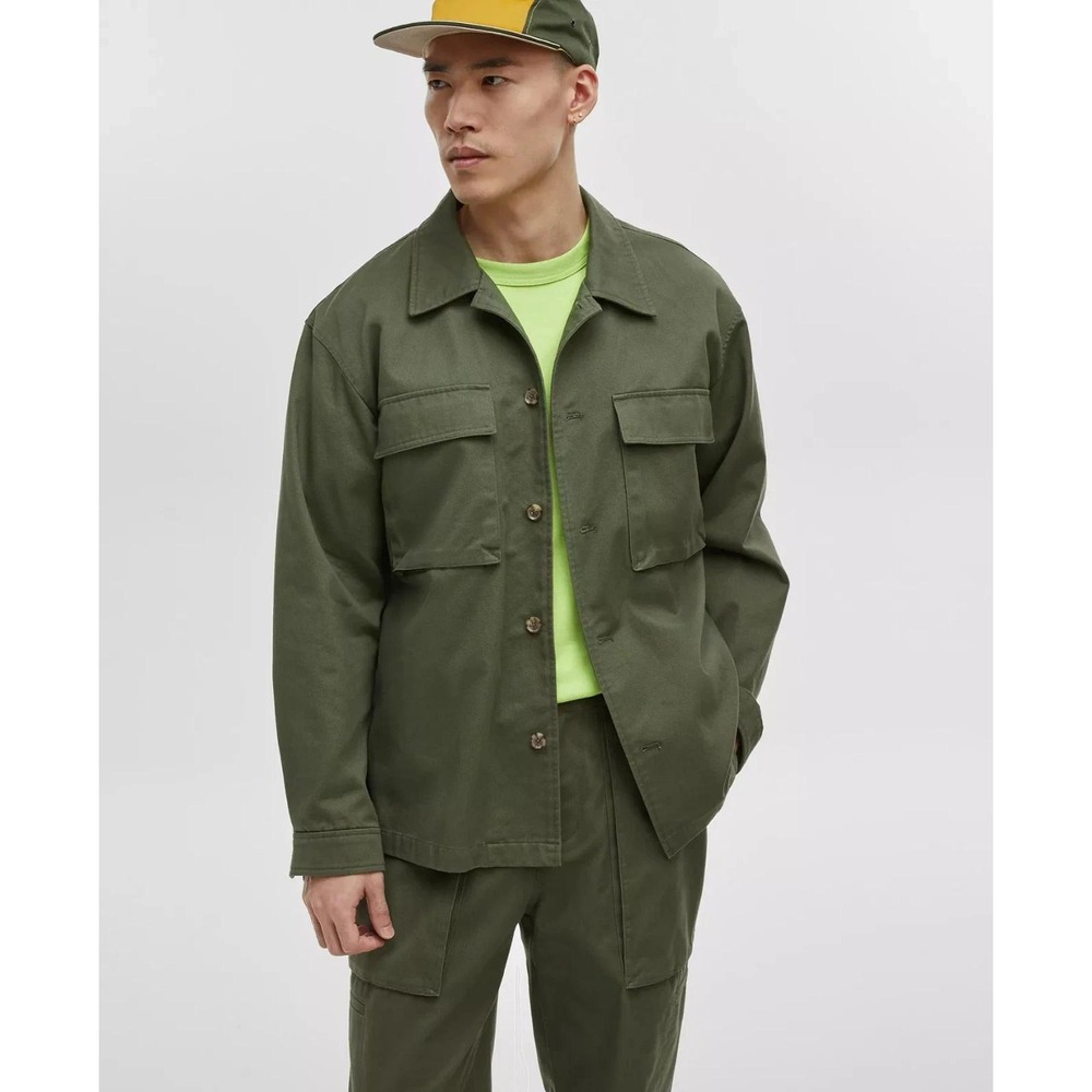 Mode of One Mens Wild Ivy Green Cotton Twill Utility Shirt Jacket XL NEW